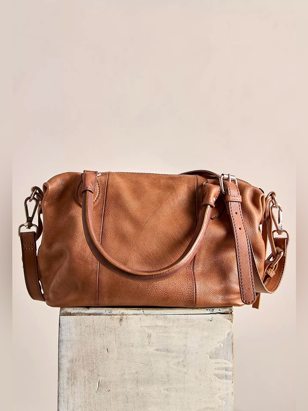 Free People x WTF Baby Emerson Leather Shoulder Bag in Saddle - Picture 3 of 15